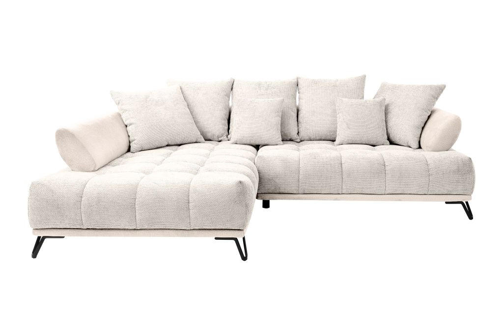 HÖRNSOFFA i chenille beige  - beige/svart, Modern, metall/textil (184/262cm) - MID.YOU