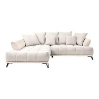 HÖRNSOFFA i chenille beige  - beige/svart, Modern, metall/textil (184/262cm) - MID.YOU