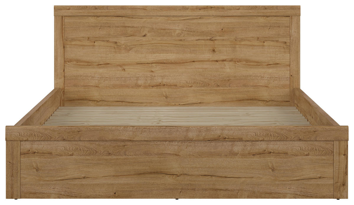 POSTELJA 180 cm   x 200 cm  , leseni material barve hrasta  - črna/barve hrasta, Moderno, umetna masa/leseni material (180/200cm) - MID.YOU