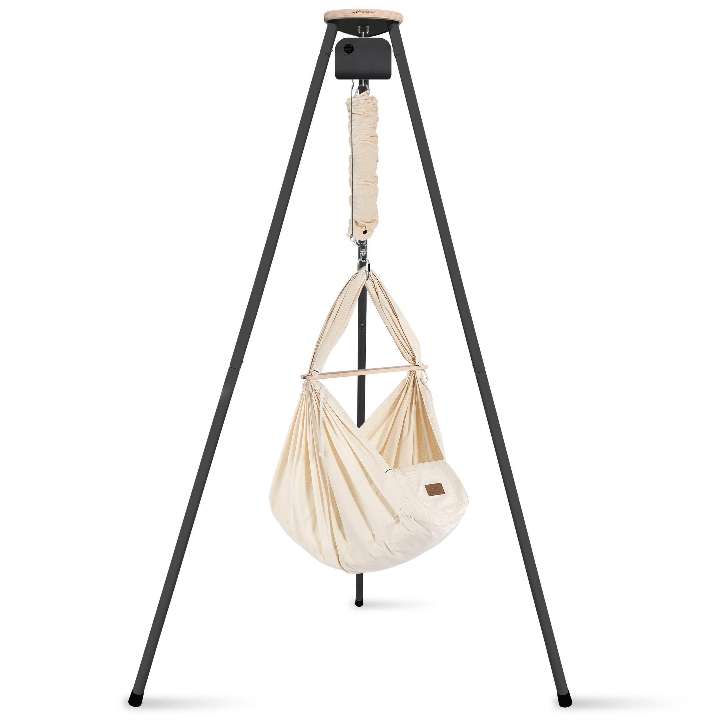 FEDERWIEGE Set inkl. Tipi-Gestell und Motor  Anthrazit, Beige  - Anthrazit/Beige, Basics, Kunststoff/Textil (135/194/135cm) - SCHMUSEWOLKE