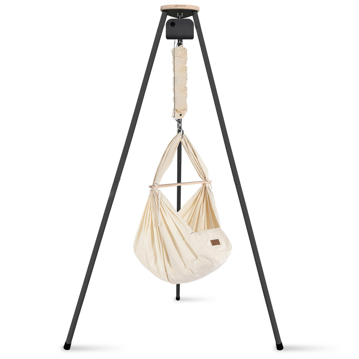 FEDERWIEGE Set inkl. Tipi-Gestell und Motor  Anthrazit, Beige  - Anthrazit/Beige, Basics, Kunststoff/Textil (135/194/135cm) - SCHMUSEWOLKE