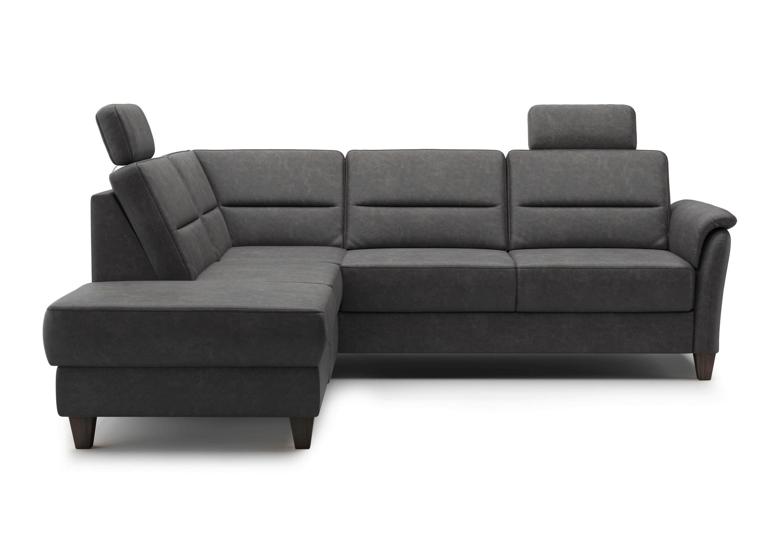 ECKSOFA in Mikrofaser Anthrazit  212/236 cm  - Wengefarben/Anthrazit, KONVENTIONELL, Holz/Textil (212/236cm) - Sit & More