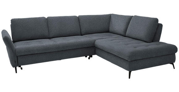 ECKSOFA in Bouclé Dunkelgrau  - Dunkelgrau/Schwarz, Natur, Textil/Metall (288/233cm) - Valnatura