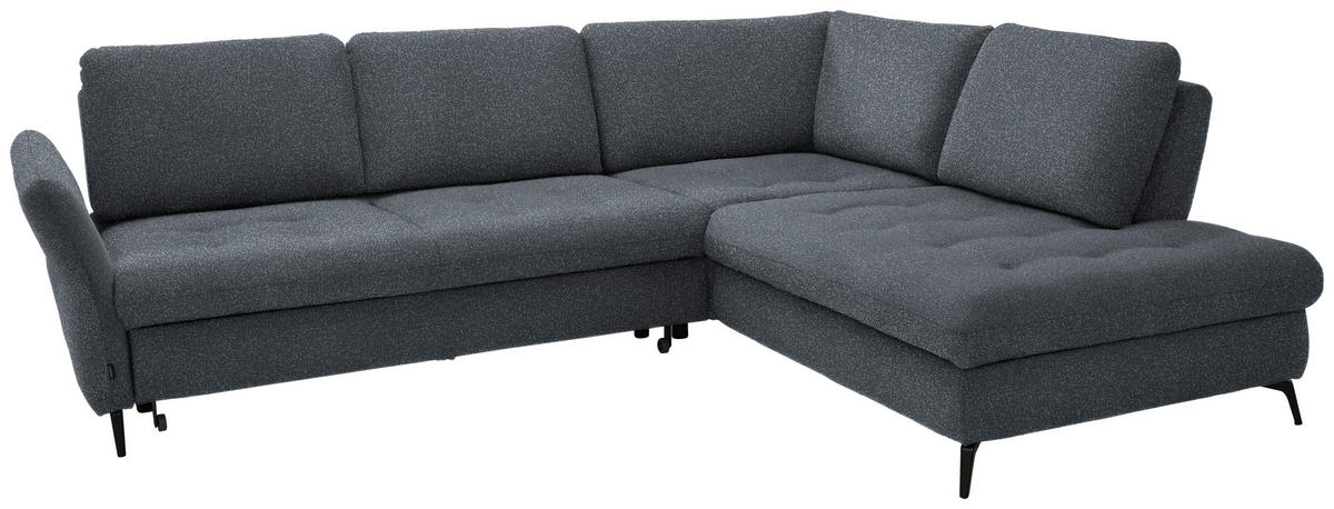 ECKSOFA in Bouclé Dunkelgrau  - Dunkelgrau/Schwarz, Natur, Textil/Metall (288/233cm) - Valnatura