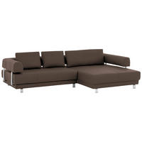 ECKSOFA in Echtleder Braun  - Braun, Design, Leder/Metall (307/188cm)