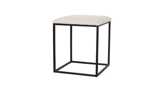 HOCKER Velours Schwarz, Weiß  - Schwarz/Weiß, LIFESTYLE, Textil/Metall (41/44/41cm) - Ambia Home