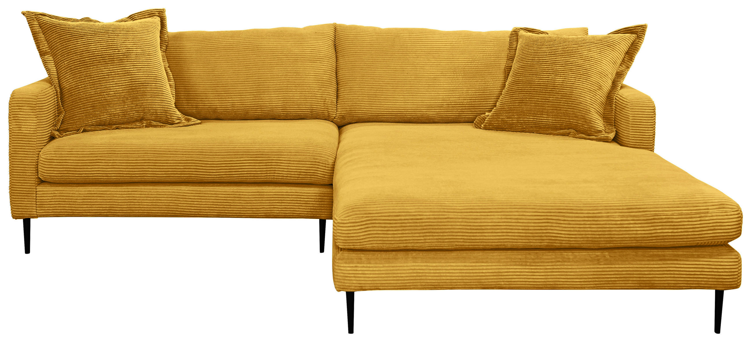 ECKSOFA in Cord Senfgelb  268/193 cm  - Senfgelb/Schwarz, Design, Textil/Metall (268/193cm) - P & B
