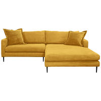ECKSOFA JOKER Senfgelb Cord  - Senfgelb/Schwarz, Design, Textil/Metall (268/193cm) - P & B