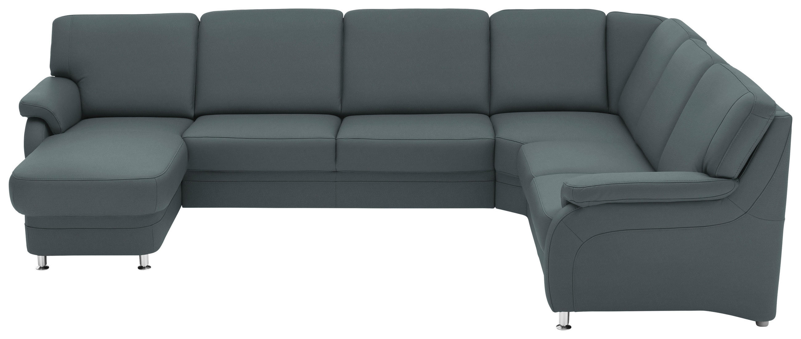 WOHNLANDSCHAFT Echtleder Grau  - Alufarben/Grau, Konventionell, Leder/Metall (165/329/239cm) - Beldomo Premium
