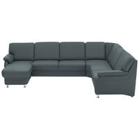 WOHNLANDSCHAFT Echtleder Grau  - Alufarben/Grau, Konventionell, Leder/Metall (165/329/239cm) - Beldomo Premium