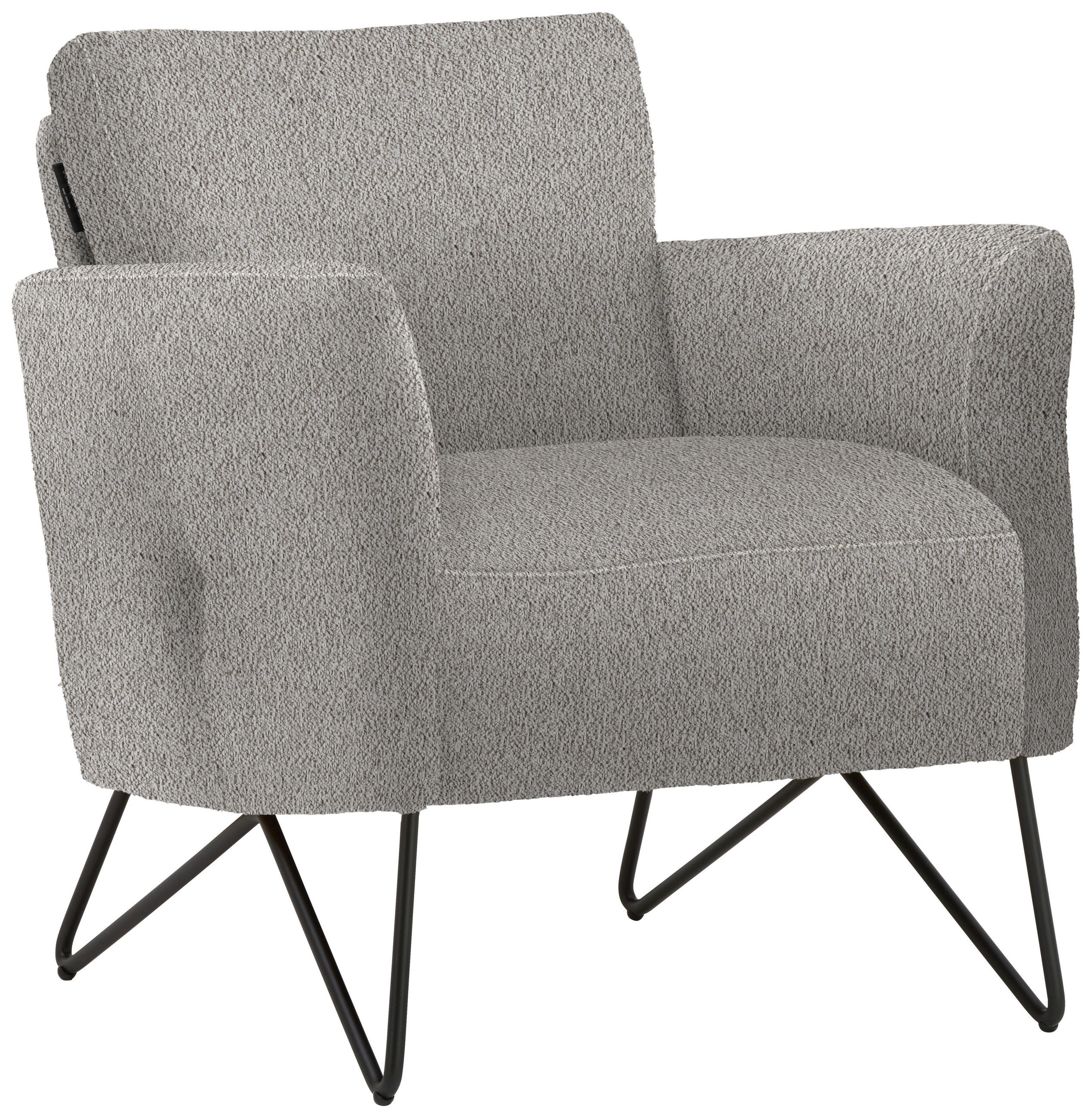 SESSEL in Chenille, Mikrofaser Silberfarben  - Silberfarben/Schwarz, Design, Textil/Metall (68/78/76cm) - Johann Jakob