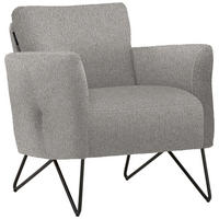 SESSEL in Chenille, Mikrofaser Silberfarben  - Silberfarben/Schwarz, Design, Textil/Metall (68/78/76cm) - Johann Jakob