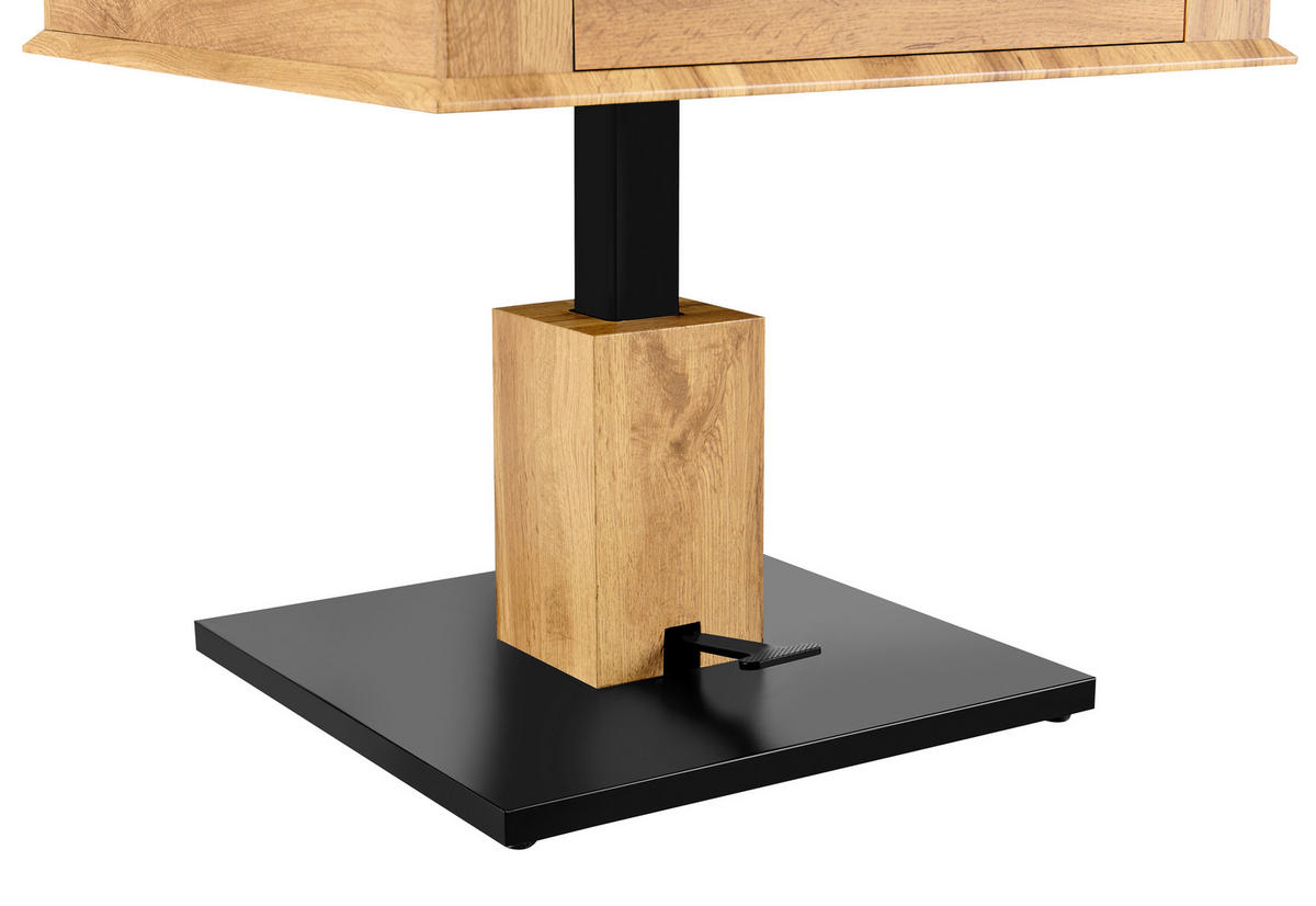 KONFERENČNÝ STOLÍK, čierna, farba duba, kov, papier, kompozitné drevo, 70/70/68 cm - čierna/farba duba, Design, kov/kompozitné drevo (70/70/68cm) - Carryhome