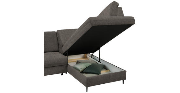 ECKSOFA in Chenille Graubraun  - Graubraun/Schwarz, MODERN, Holz/Textil (241/184cm) - Carryhome