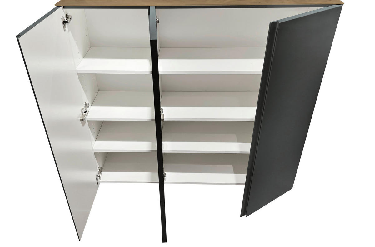 HÄNGESCHUHSCHRANK Gardasee  in 121/111/33 cm  - Eichefarben/Anthrazit, Design, Holzwerkstoff (121/111/33cm) - Moderano