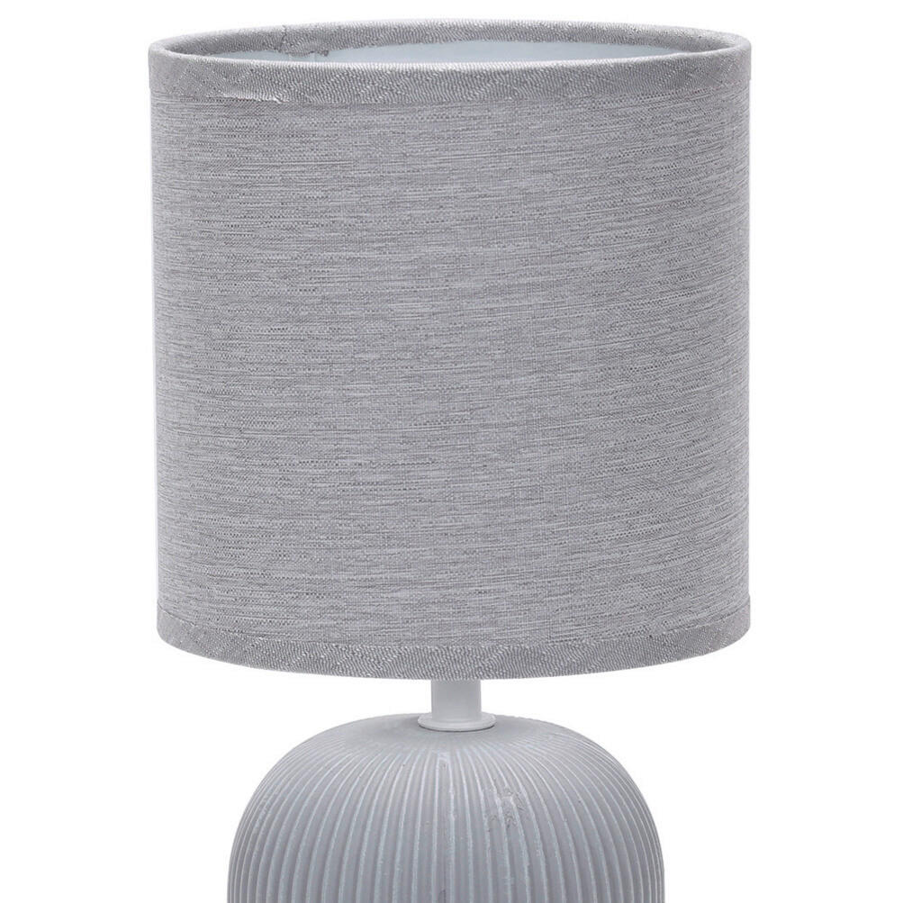 STOLNÍ LAMPA, E14, 15/28 cm  - šedá, Design, textil/keramika (15/28cm)
