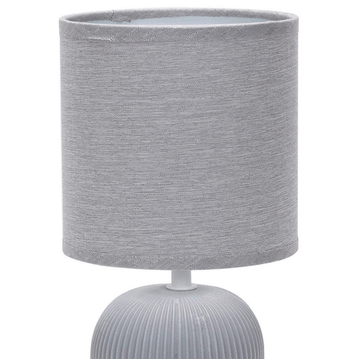 STOLNÍ LAMPA, E14, 15/28 cm  - šedá, Design, textil/keramika (15/28cm)