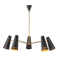 KRONLEUCHTER Alora 114,3/29,2 cm  - Schwarz, Design, Leder/Metall (114,3/29,2cm) - Elstead Lighting