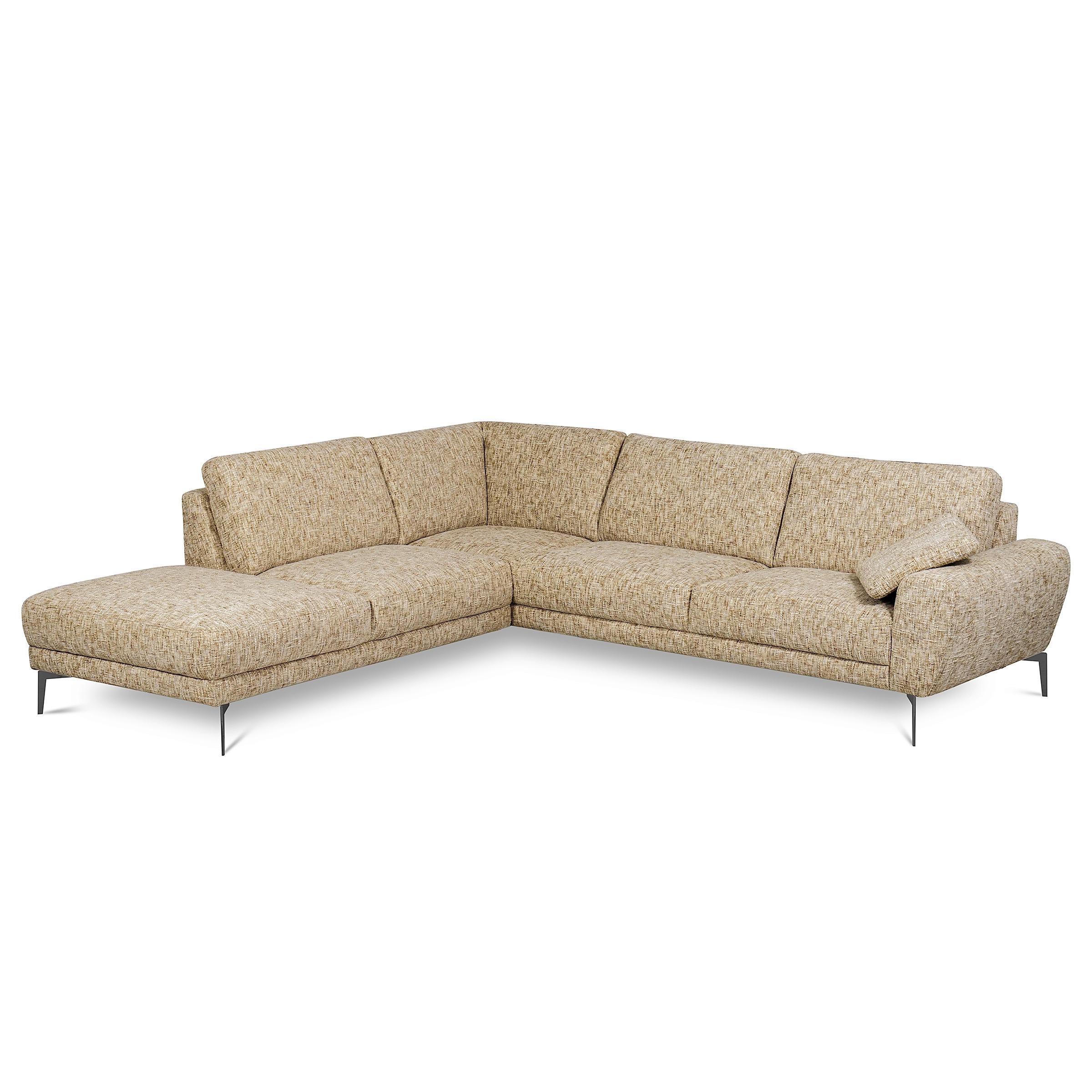 ECKSOFA  Webstoff Hellbraun  - Hellbraun/Schwarz, Design, Textil/Metall (250/273cm) - Livetastic