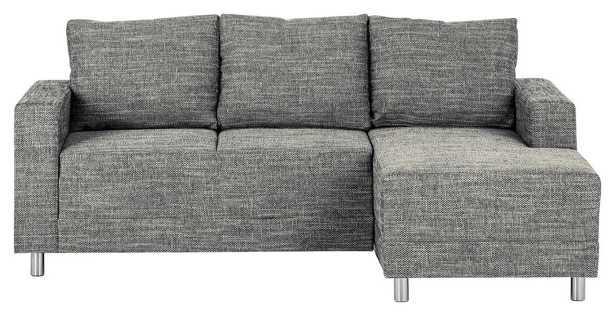 ECKSOFA in Struktur Grau  - Chromfarben/Grau, Design, Textil/Metall (200/144cm) - MID.YOU