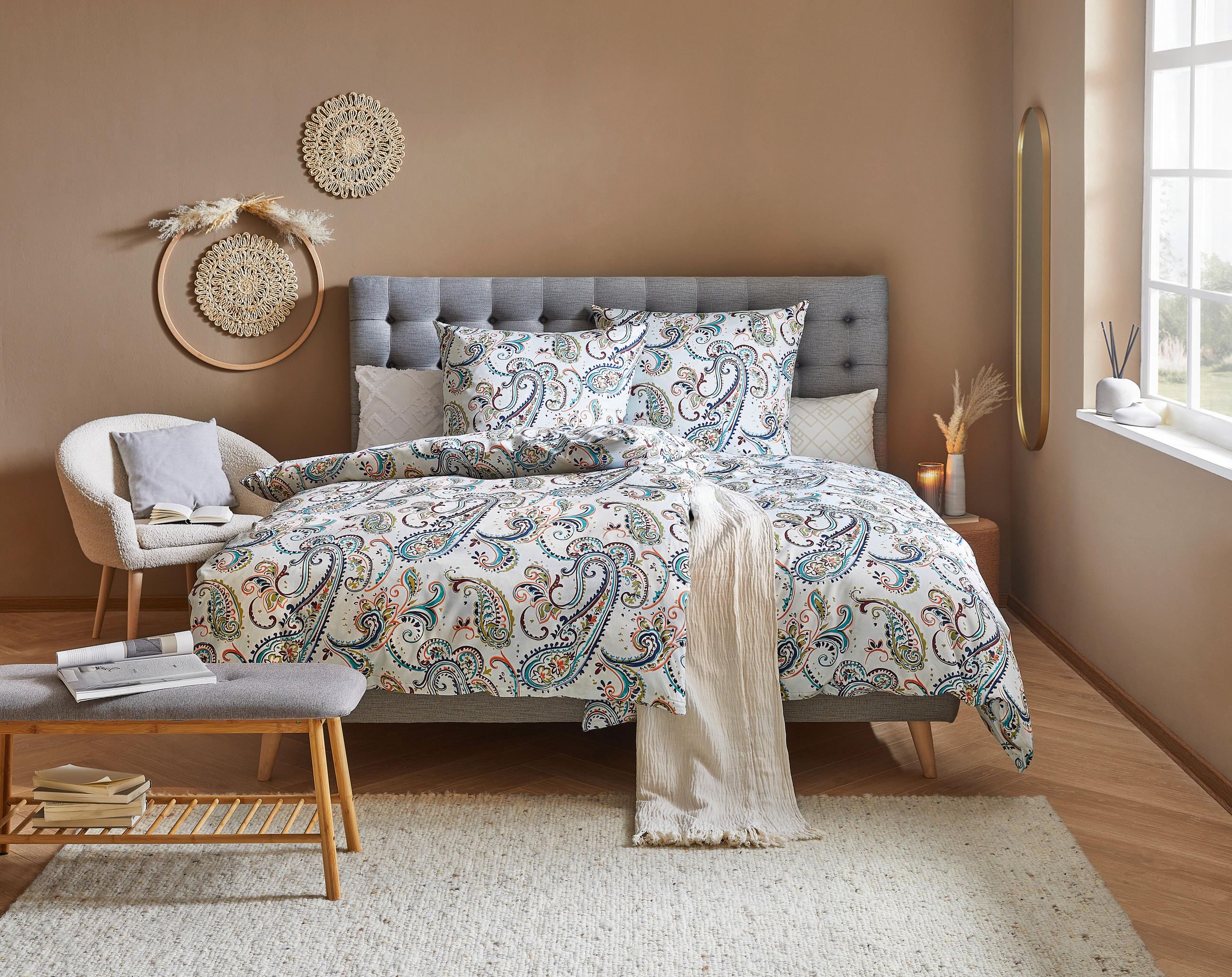 BETTWÄSCHE Palermo Makosatin 135/200 cm  - Türkis/Blau, KONVENTIONELL, Textil (135/200cm) - Janine