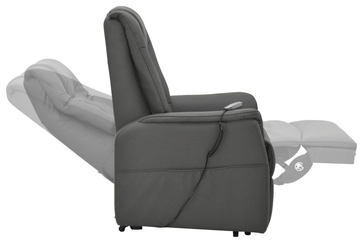 FERNSEHSESSEL  mit Kombination Echtleder/Lederlook beschichtet Dunkelbraun Relaxfunktion, Netzbetrieb, Aufstehhilfe  - Dunkelbraun/Schwarz, KONVENTIONELL, Leder/Textil (82/111/89cm) - Cantus