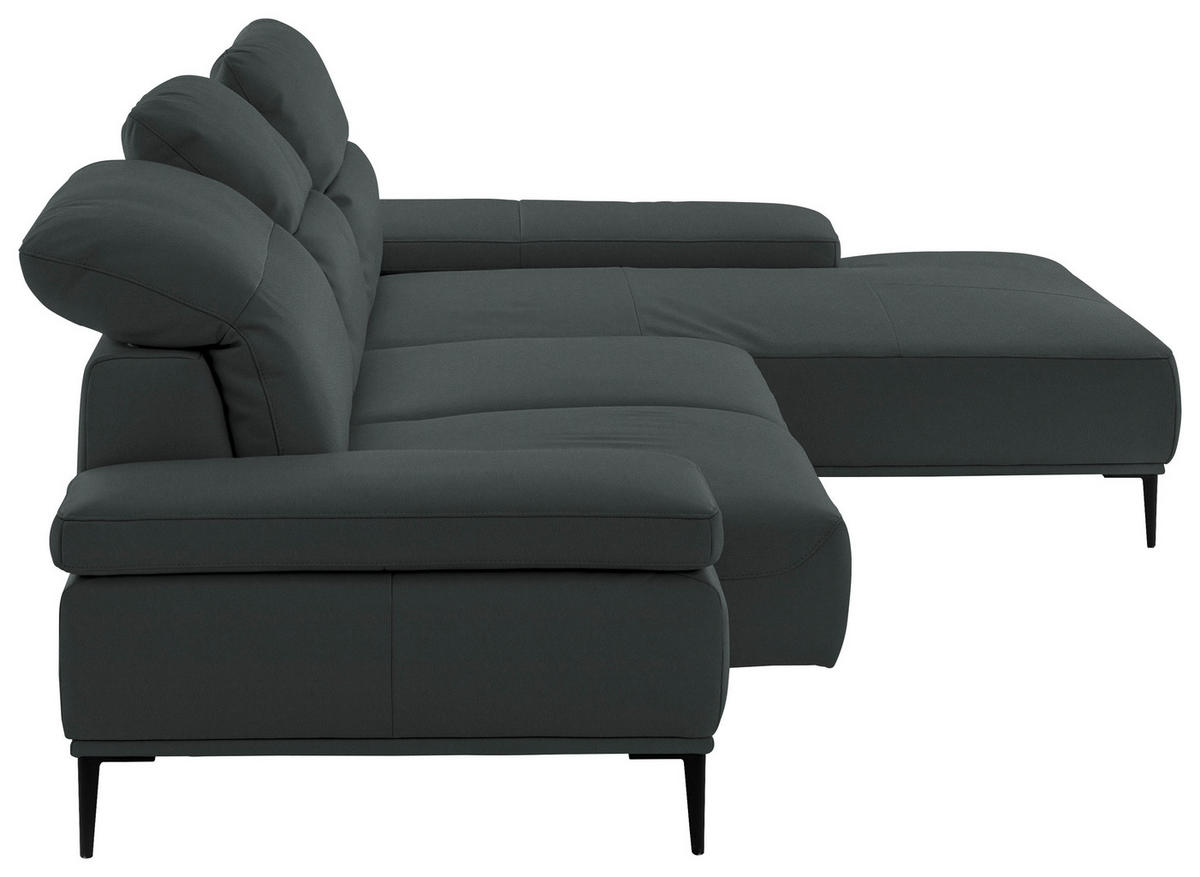 ECKSOFA  in Echtleder Schwarz  322/206 cm  - Schwarz, MODERN, Leder/Metall (322/206cm) - Chilliano