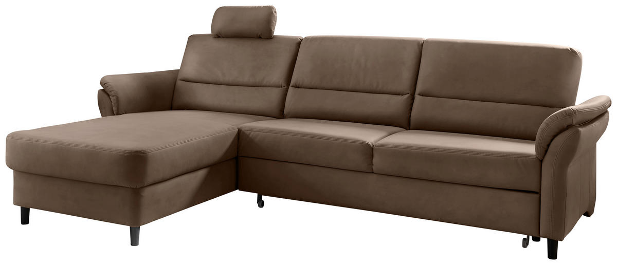 ECKSOFA in Lederlook Braun  - Schwarz/Braun, Modern, Holz/Textil (176/279cm) - Livetastic