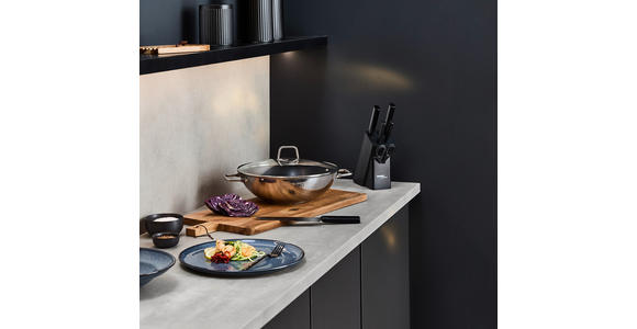 WOK SAPHIRA Greblon®-Antihaftbeschichtung  - Klar/Edelstahlfarben, Basics, Glas/Metall (32/9,2cm) - Homeware Profession.