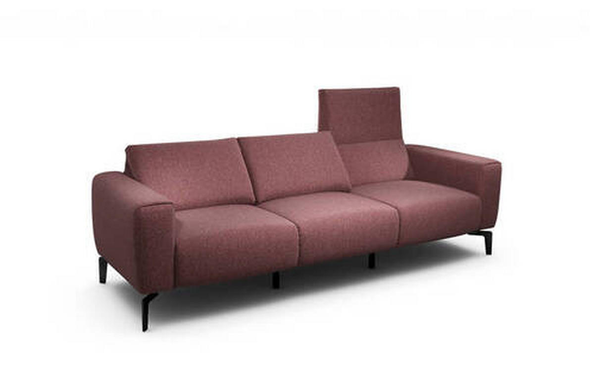 3-SITZER-SOFA Chenille Rot  - Rot/Schwarz, Design, Textil/Metall (250/86/86-94cm) - SENSOO