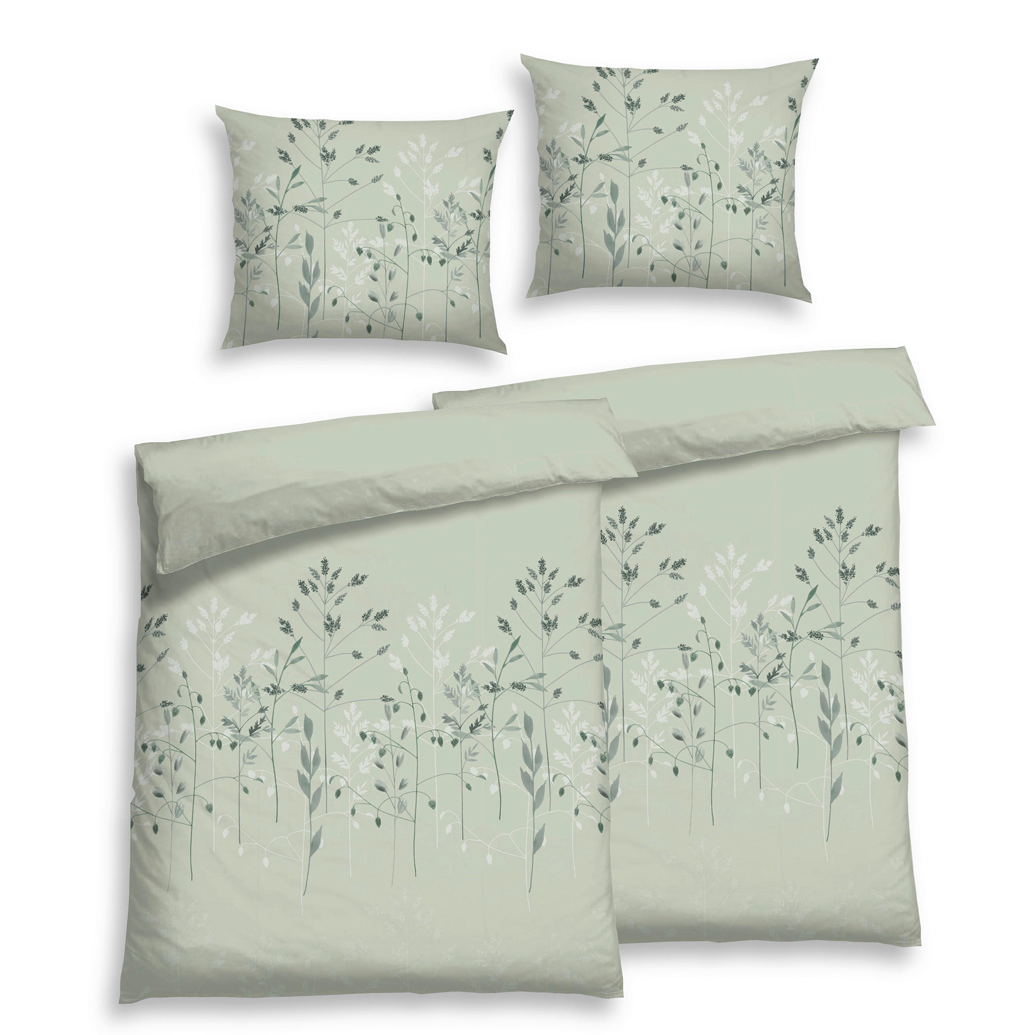 BETTWÄSCHE 4-teilig Satin 140/200 cm  - Salbeigrün, Design, Textil (140/200cm) - Florella