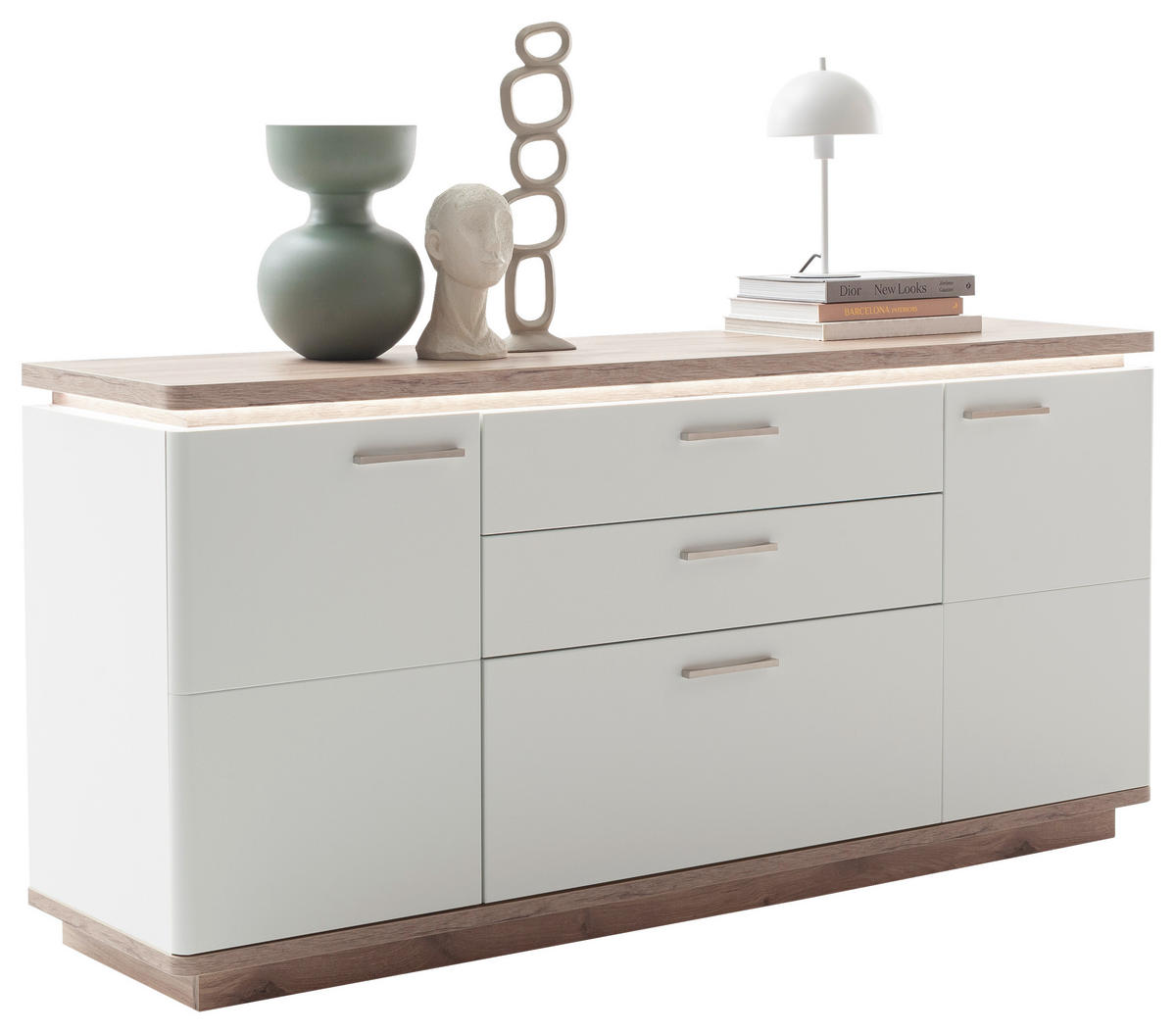 SIDEBOARD 170/81/44 cm  in Weiss, Eichefarben  - Weiss/Eichefarben, Design, Holzwerkstoff/Metall (170/81/44cm) - Livetastic