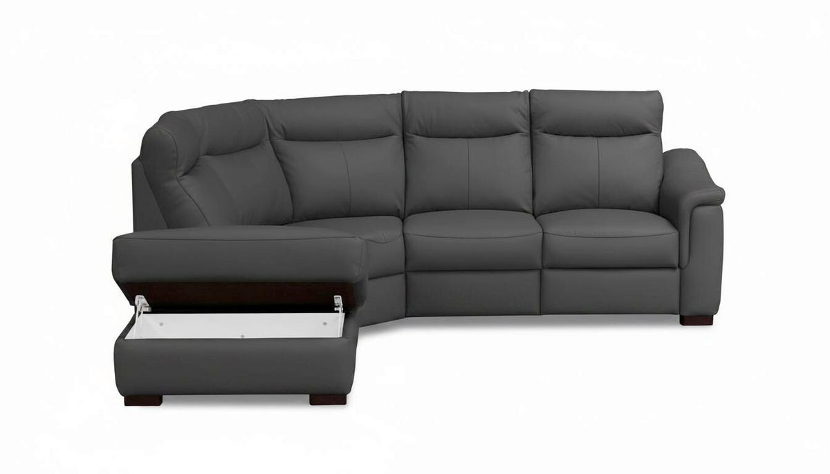 ECKSOFA Lederlook Echtleder Anthrazit  - Wengefarben/Anthrazit, Design, Leder/Holz (229/260cm) - Livetastic
