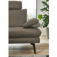 ECKSOFA in Echtleder Greige  180/310 cm  - Greige/Schwarz, Design, Leder/Metall (180/310cm) - Dieter Knoll