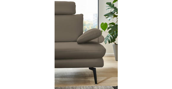 ECKSOFA in Echtleder Greige 180/310 cm - Greige/Schwarz, Design, Leder/Metall (180/310cm) - Dieter Knoll