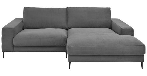 ECKSOFA  in Feincord Anthrazit  253/177 cm  - Anthrazit/Schwarz, Design, Textil/Metall (253/177cm) - Dieter Knoll