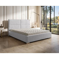 POLSTERBETT 140/200 cm,  in Hellgrau, gepolstertes Kopfteil, Lattenrost, Bettkasten,  - Chromfarben/Hellgrau, MODERN, Holz/Kunststoff (140/200cm) - Chameo