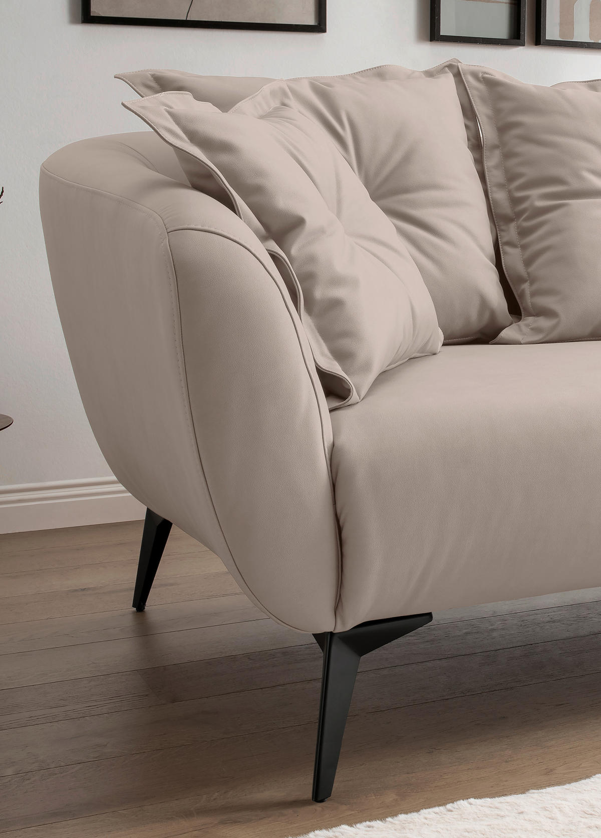 CANAPÉ D'ANGLE in Lederlook Beige  - beige/noir, Modern, textile/métal (277/162cm) - Livetastic