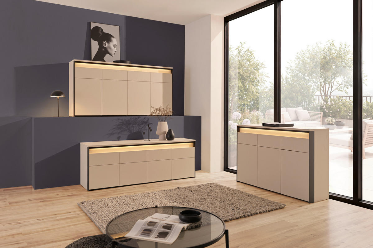 SIDEBOARD  in 174/88/38 cm  - Schwarz/Eiche Artisan, KONVENTIONELL, Holzwerkstoff (174/88/38cm) - Voleo