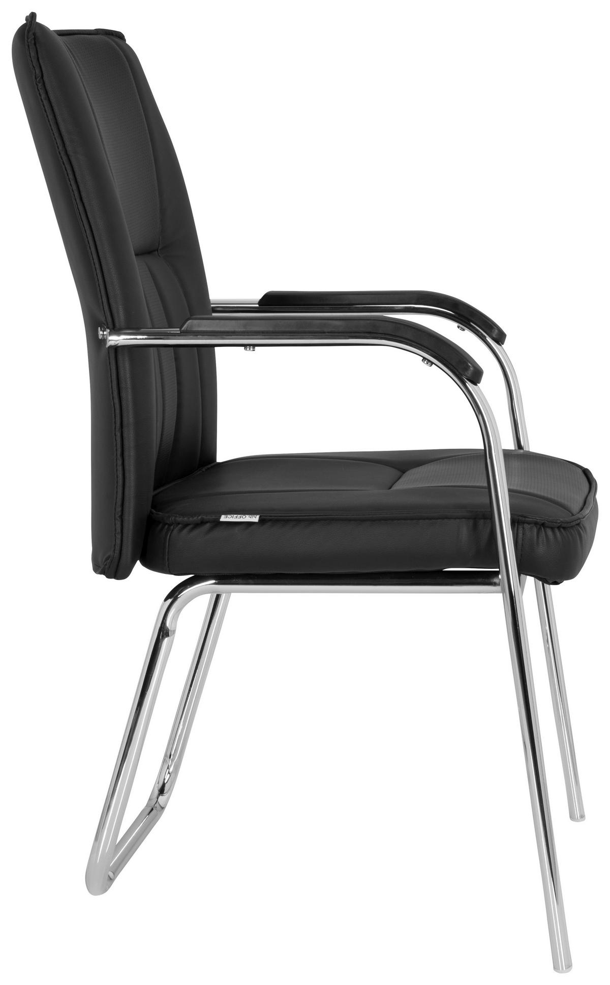 BESUCHERSTUHL  in Lederlook Schwarz  - Chromfarben/Schwarz, MODERN, Textil/Metall (55/94/44cm) - MID.YOU