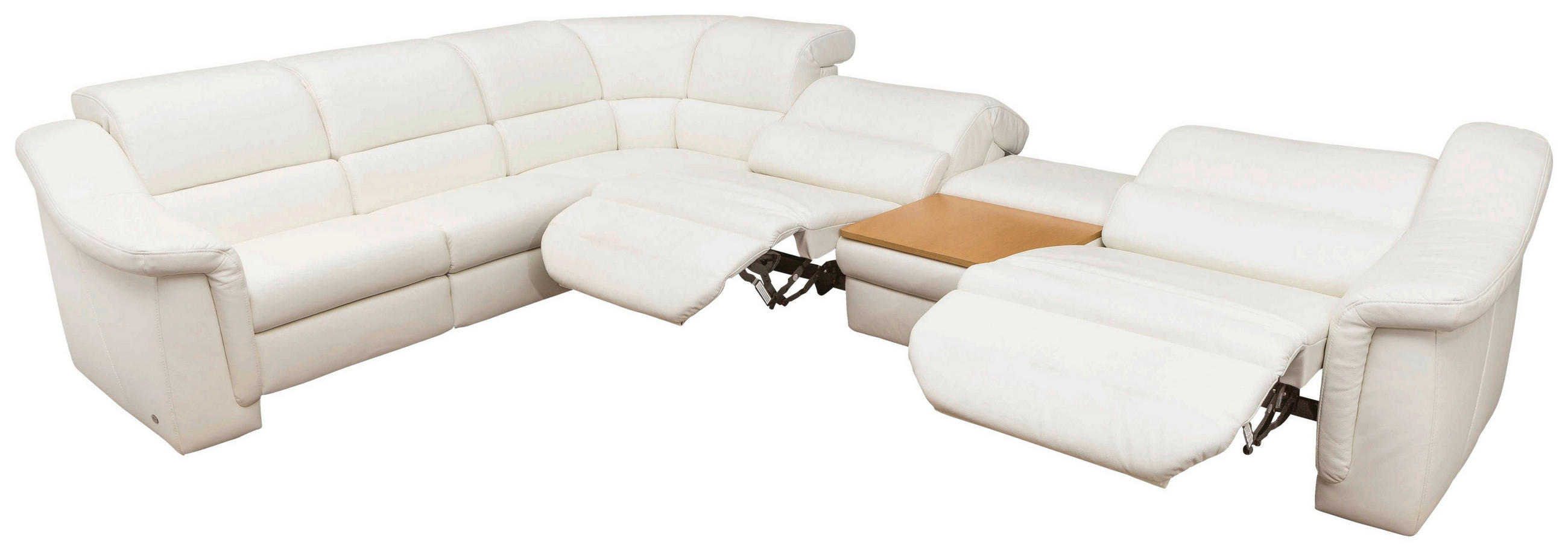 SAROKGARNITÚRA bőr fehér  - fehér, Basics, műanyag/bőr (264/80/355cm) - Himolla