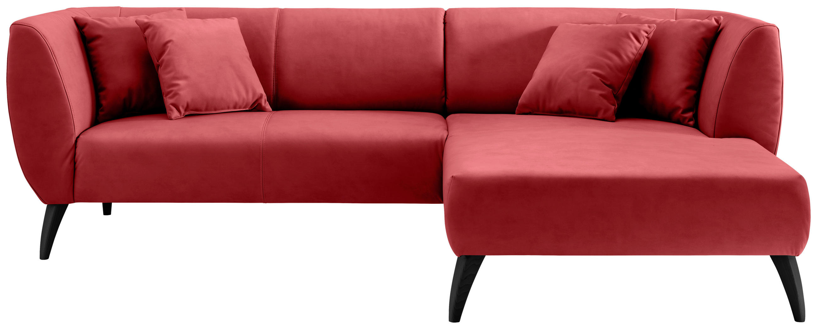 ECKSOFA Rot Lederlook  - Rot/Schwarz, MODERN, Holz/Textil (264/160cm) - Livetastic