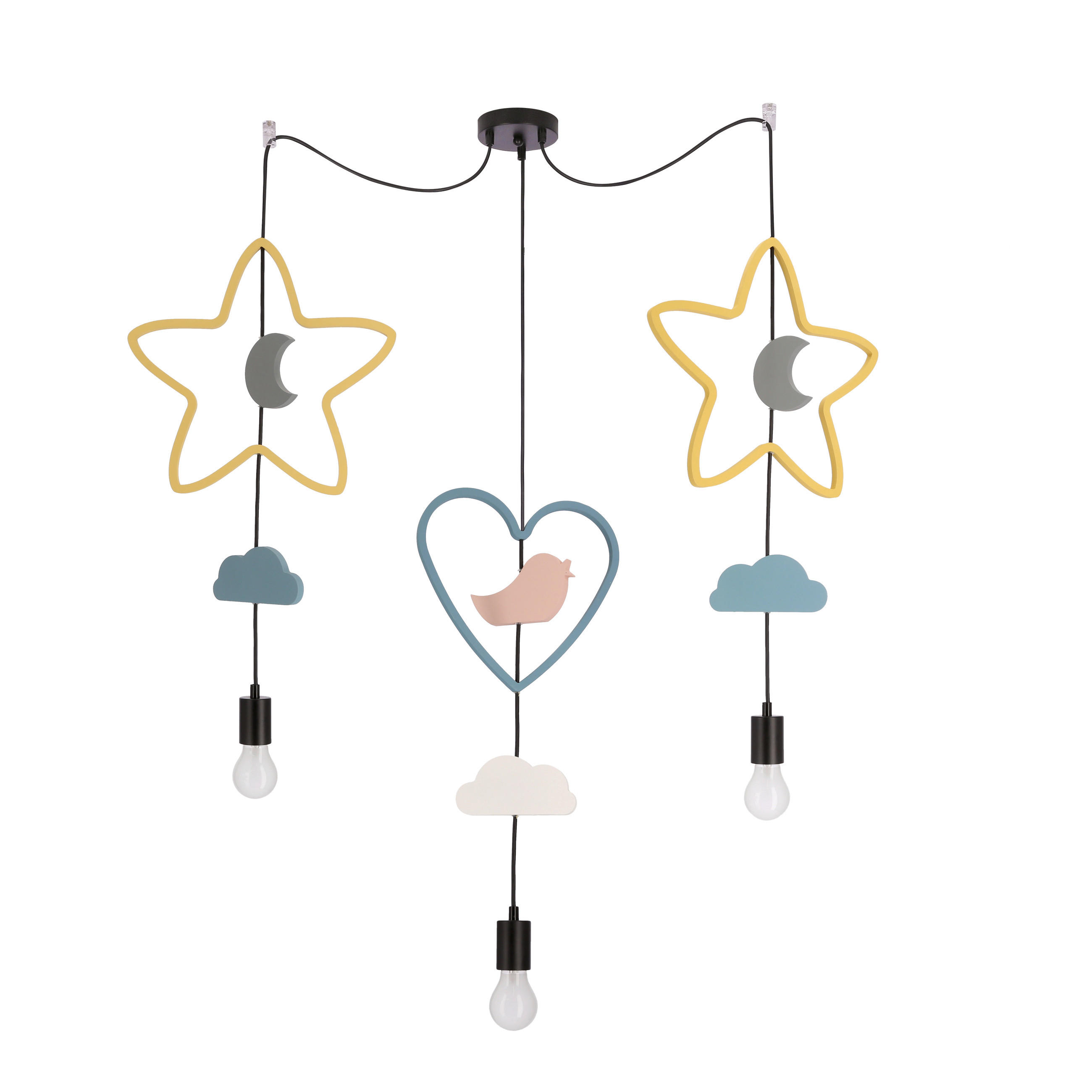 HÄNGLAMPA FÖR BARN Trio 100/36/100 cm  - multicolor, Basics, metall/trämaterial (100/36/100cm)