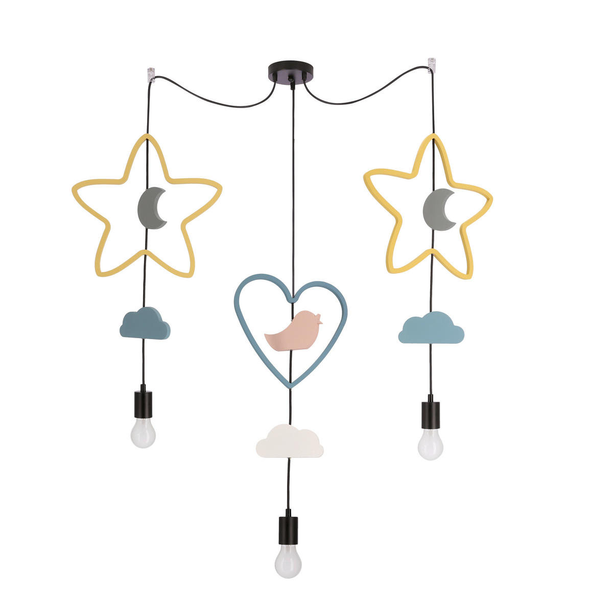 HÄNGLAMPA FÖR BARN Trio 100/36/100 cm  - multicolor, Basics, metall/trämaterial (100/36/100cm)