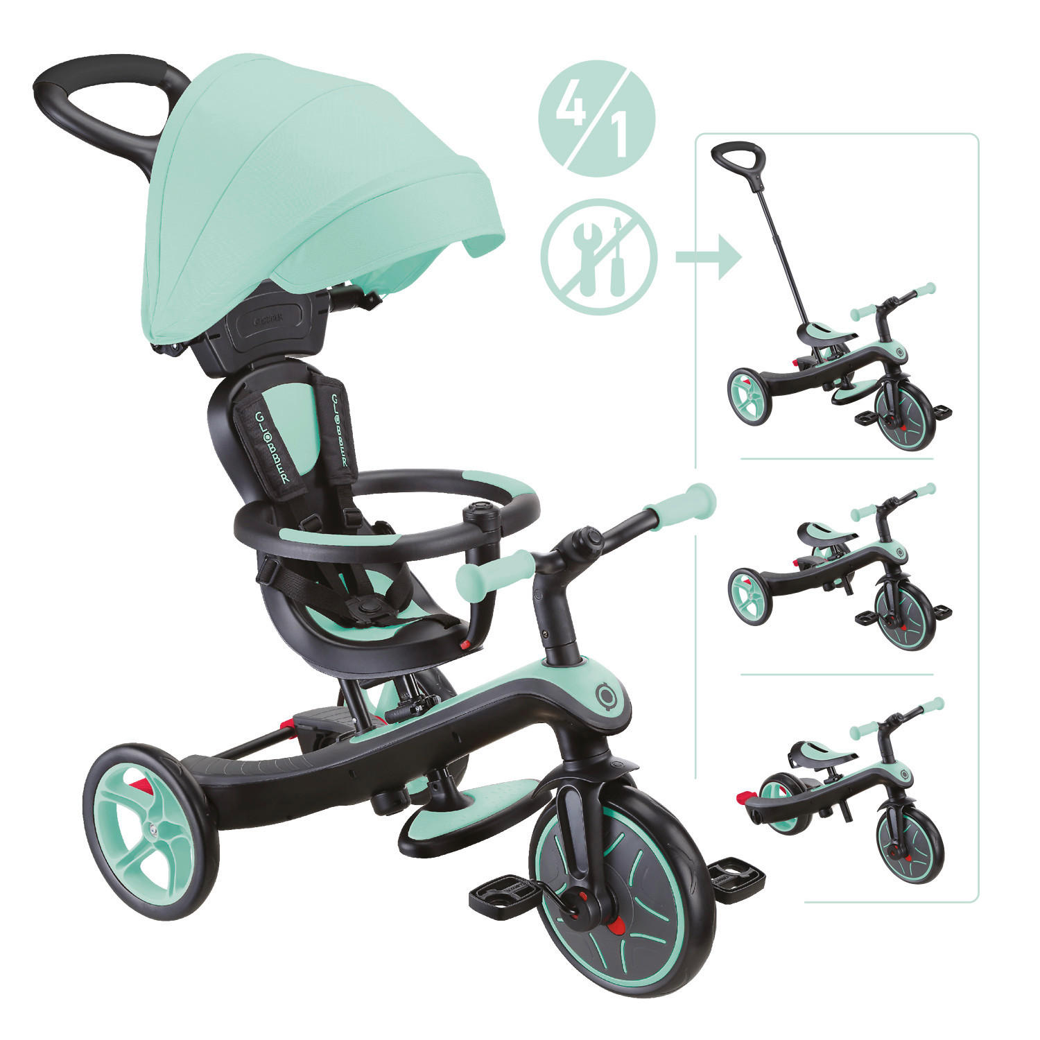 DREIRAD EXPLORER TRIKE 4in1  - Mintgrün, Basics, Kunststoff (95/47/97,5cm) - GLOBBER