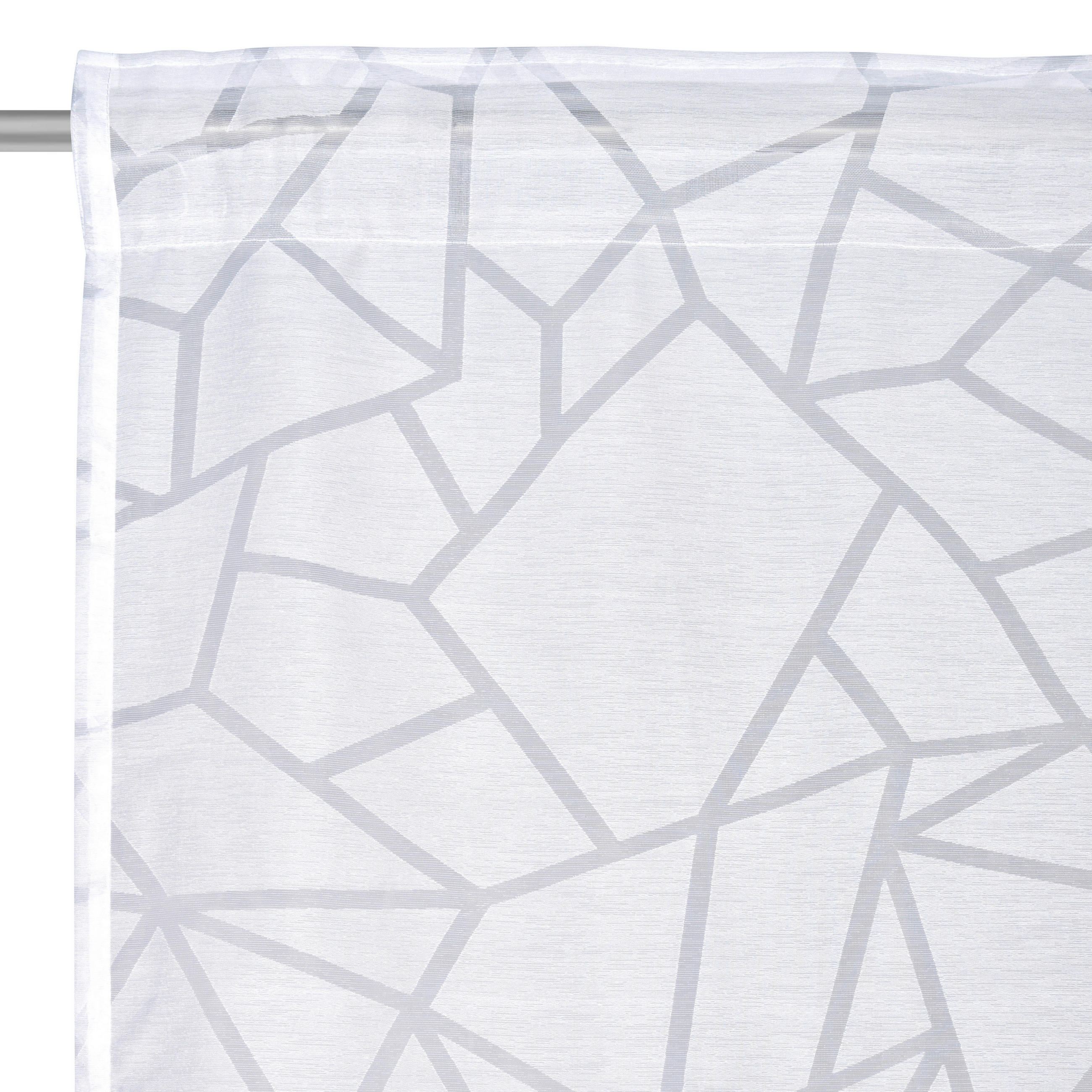 Thumbnail - Esposa Fertigvorhang Malte, Weiß, Textil, geometrisch, 135x245 cm, Oeko-Tex® Standard 100, für Stange und Schiene geeign...