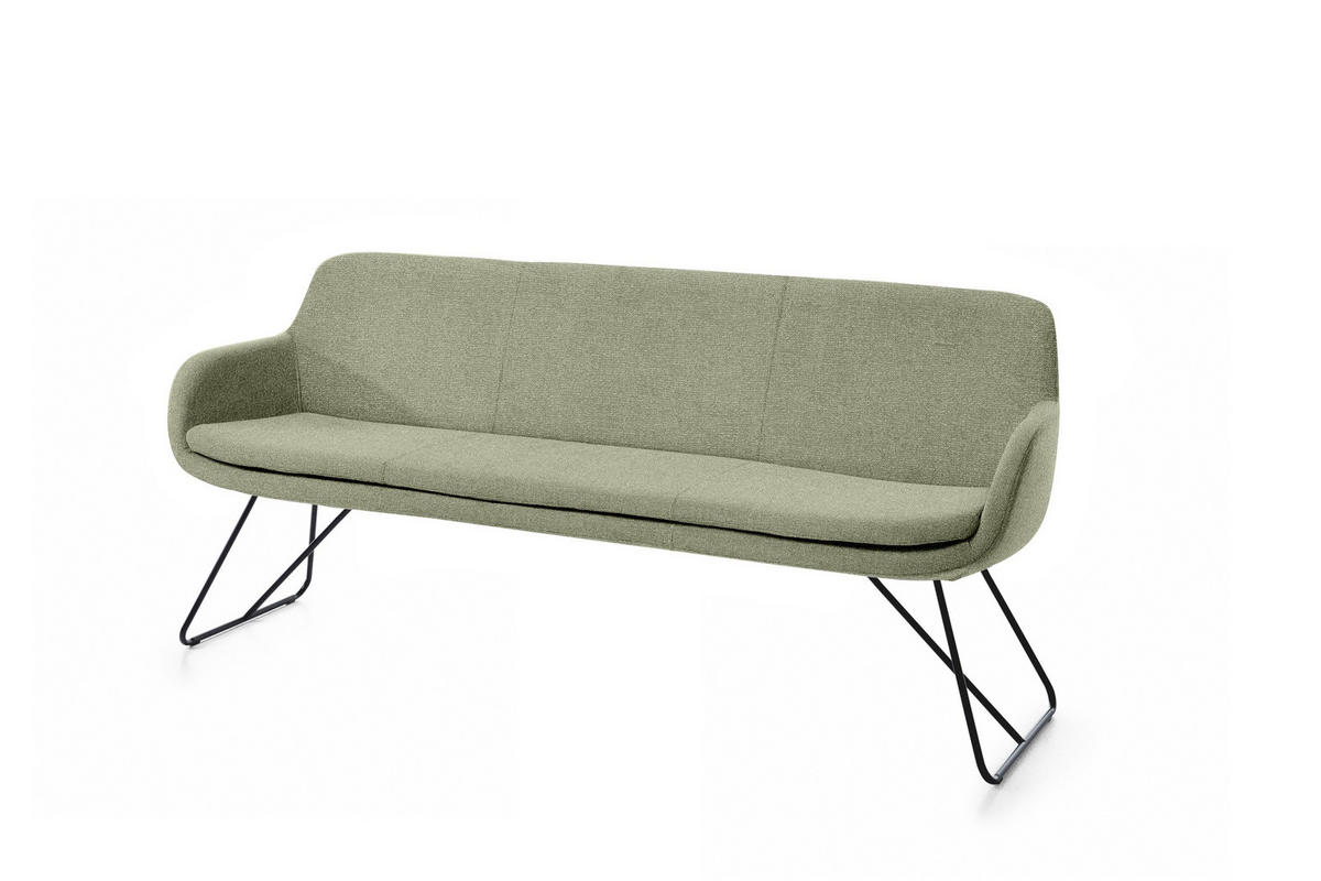 SITZBANK 180/87/65 cm Webstoff Olivgrün Metall  - Schwarz/Olivgrün, Design, Textil/Metall (180/87/65cm) - Musterring