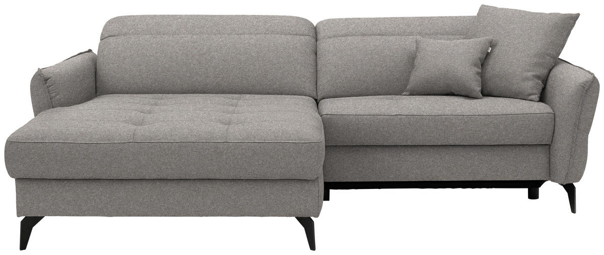 ECKSOFA Flachgewebe Greige  - Greige/Schwarz, Design, Textil/Metall (175/246cm) - Celina