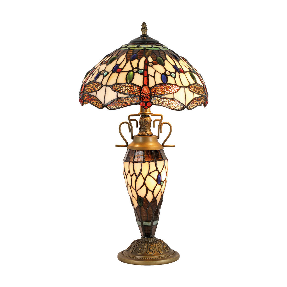 ASZTALI LÁMPA - barna/többszínű, Basics, Üveg/fém (30/56/30cm)