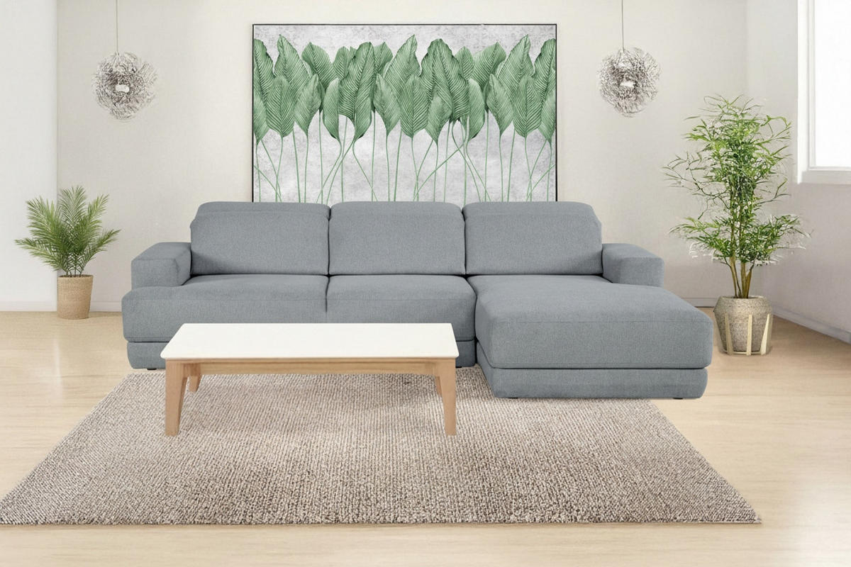 ECKSOFA Grau Webstoff  - Schwarz/Grau, Design, Kunststoff/Textil (204/293cm) - MID.YOU